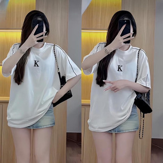 Áo thun form rộng tay lỡ thêu chữ k