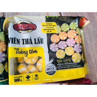 Viên Bánh bao thả lẩu nhân tôm và rong biển ( vàng ) bao ngon gói 500g