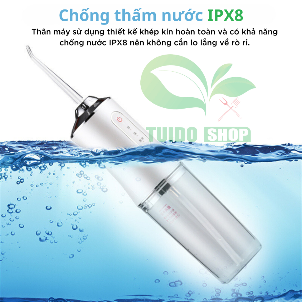 Máy Tăm Nước Cầm Tay - Tăm Nước Vệ Sinh Răng Miệng Hàng Chính Hãng Sạc pin Chống thấm nước - TUIDO.STORE