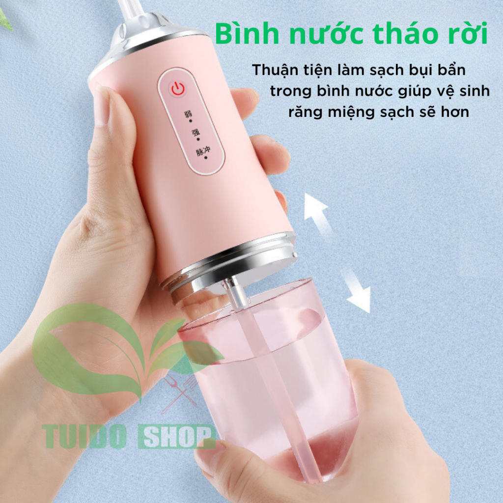 Máy Tăm Nước Cầm Tay - Tăm Nước Vệ Sinh Răng Miệng Hàng Chính Hãng Sạc pin Chống thấm nước - TUIDO.STORE