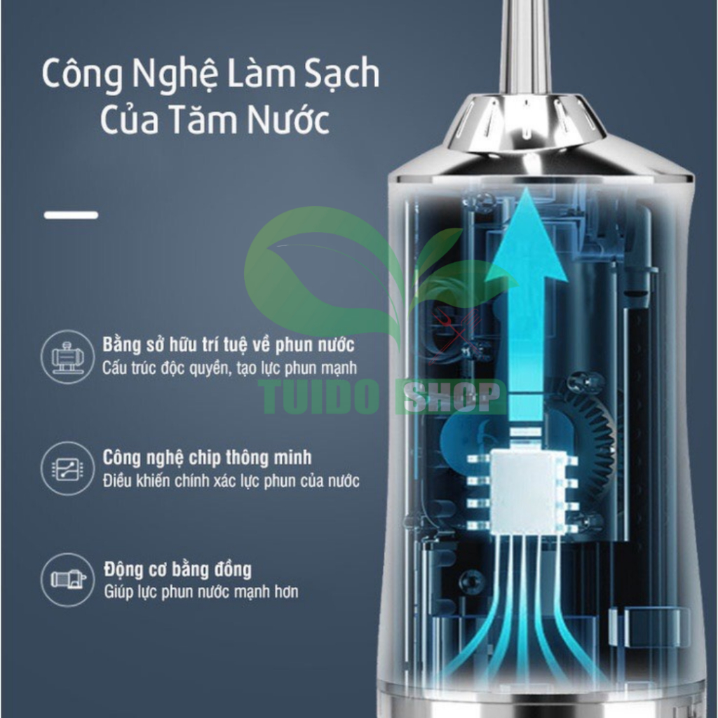 Máy Tăm Nước Cầm Tay - Tăm Nước Vệ Sinh Răng Miệng Hàng Chính Hãng Sạc pin Chống thấm nước - TUIDO.STORE