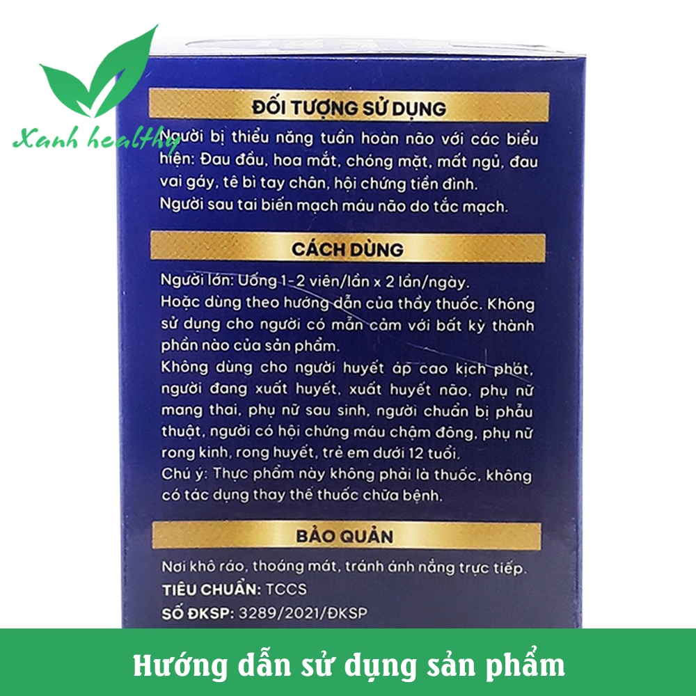 Viên uống bổ não Ginkgo Biliba 600mg Cere Brain Max - Hộp 30v - giảm rối loạn tiền đình, giảm di chứng sau tai biến