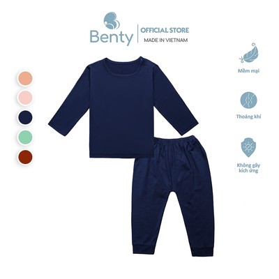 Bộ dài tay cài vai BENTY basic chất vải mềm mịn mát, đồ dài cho bé trai bé gái cao cấp nằm điều hòa