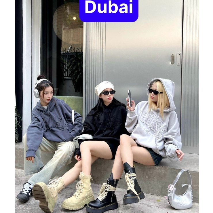 ÁO NỈ, ÁO KHOÁC HOODIE BOXY THÊU ĐẮP VẢI WHOSE HOT TREND TEEN 2024 MÙA ĐÔNG - DUBAI FASHION