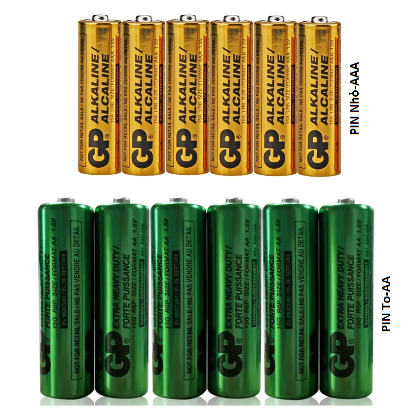 Pin khô GP GREEN - AA  và Pin khô GP GOLD lắp cho điều khiển, TV, và các loại khác...