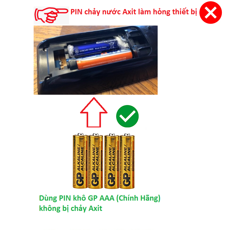 Pin khô GP GREEN - AA  và Pin khô GP GOLD lắp cho điều khiển, TV, và các loại khác...