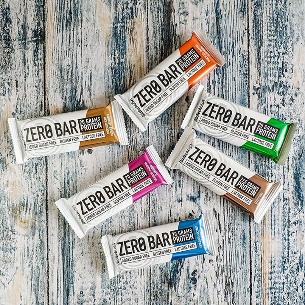 Thanh bánh protein bar năng lượng hộp 20 cái  ZERO BAR hàm lương protein cao từ thương hiệu BIOTECHUSA