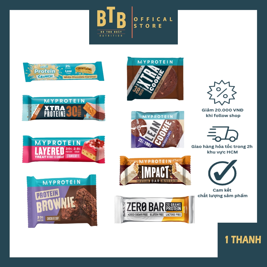 Thanh bánh protein bar năng lượng 1 thanh hương vị ngãu nhiên hàm lương protein cao nhiều phân loại
