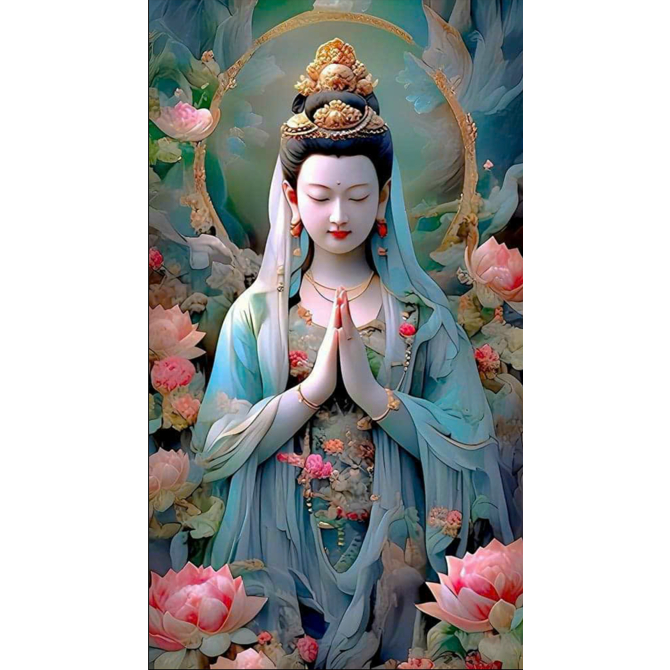 tranh đính đá 5d-mẫu tranh phật mẹ quan âm siêu đẹp-tranh tự làm