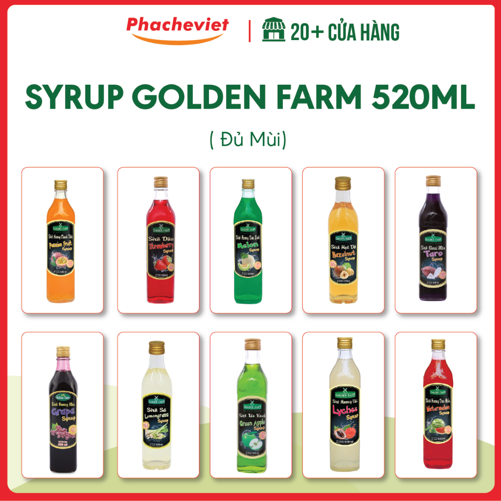 Syrup Golden Farm 520ml Đủ Mùi