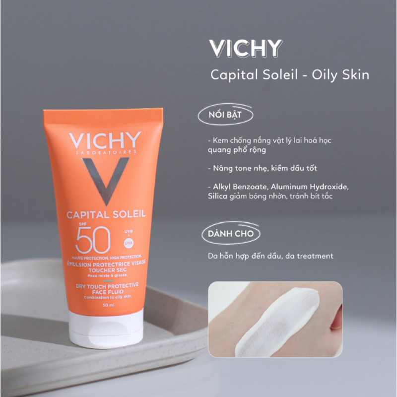 Kem chống nắng Vichy Capital Soleil SPF 50+ nâng tông nhẹ dưỡng da chuyên sâu 50ml -Thị cosmetics