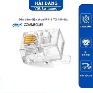 Đầu bấm,Hạt điện thoại RJ11 Chân đồng Hãng Commscope.