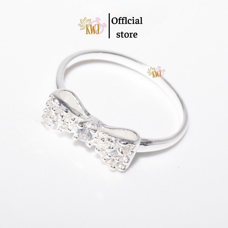 Nhẫn bạc nữ KWJ, hình nơ ổ đá hot mẫu mới.