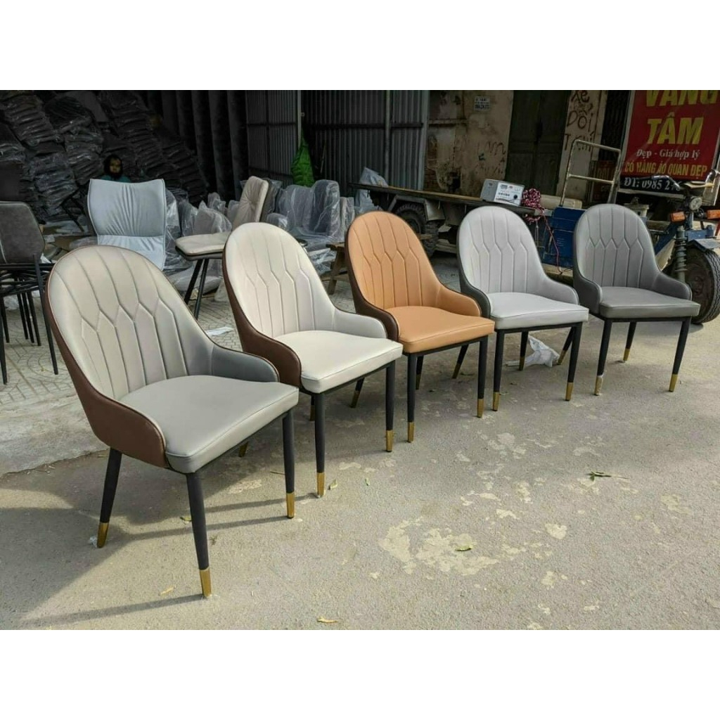 Ghế đôn bàn trang điểm,Ghế Bàn Ăn Phòng Khách Chất Liệu Bằng Sắt Phủ Sơn Tĩnh Điện Đệm Ghế Bằng Da PU Cao Cấp HUYMIN