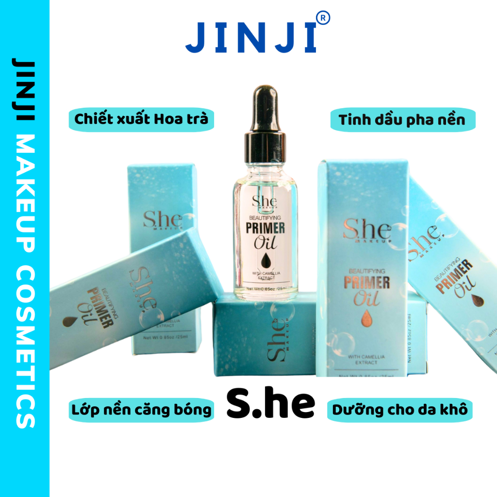 Tinh dầu pha nền She Oil Primer Mix 25ml chuyên dùng pha nền giúp lớp nền căng bóng mướt JINJI