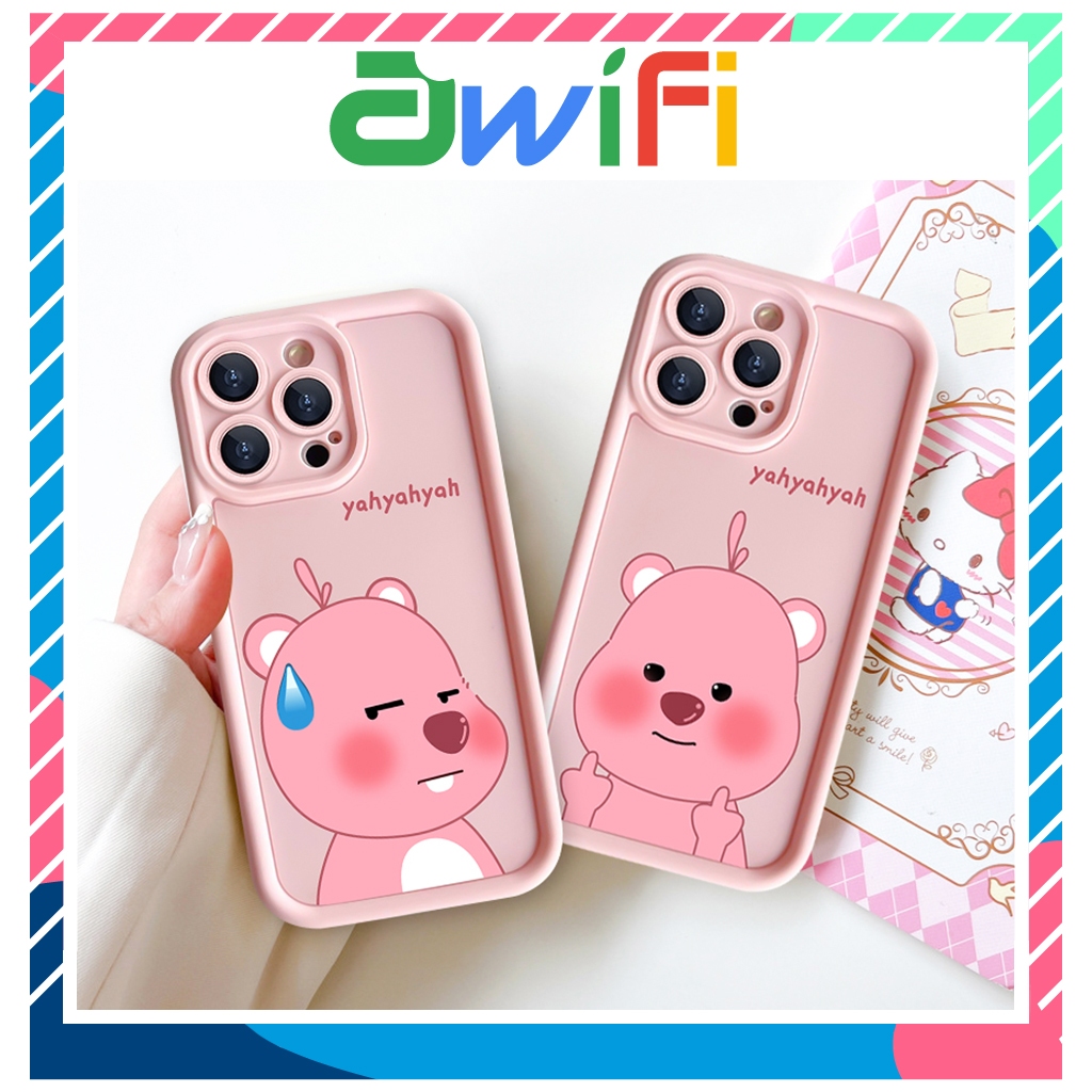Ốp lưng iphone camera viền cao gấu hồng 6/6s/6plus/7/8/plus/x/xs/11/12/13/14/15/pro/max/plus/promax - Awifi Case Y3-5