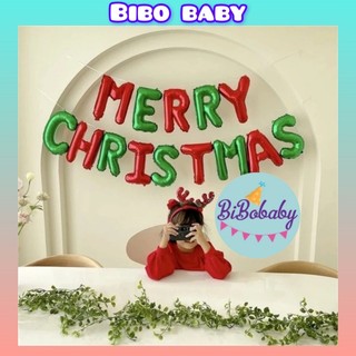 Bóng chữ Merry christmas xanh đỏ trang trí giáng sinh noel - BiBo baby