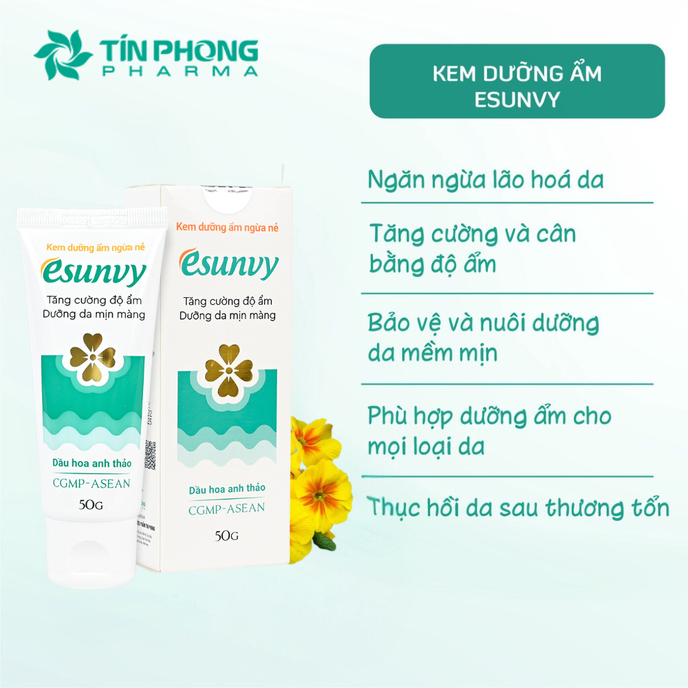 Kem Dưỡng Ẩm, Chống Nẻ Esunvy Tăng Cường Độ Ẩm, Dưỡng Da Mặt, Da Tay, Làm Mềm Da An Toàn Dịu Nhẹ Tuýp 50g TMP012