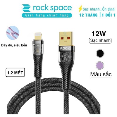 Dây Sạc nhanh ip Rockspace Z21 chuẩn sạc nhanh dây dù dài 1m siêu bền-Hàng bảo hành 12 tháng