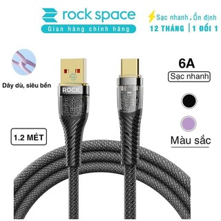 Dây cáp sạc nhanh Rockspace Z21 usb to TypeC, sạc nhanh 6A chuẩn QC dây dù siêu bền - Hàng chính hãng BH 12 tháng