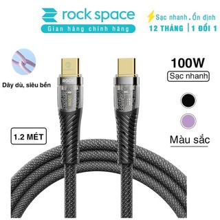 Dây cáp sạc nhanh Rockspace Z21 TypeC to TypeC, sạc nhanh 100w chuẩn QC dây dù siêu bền - Hàng chính hãng BH 12 tháng
