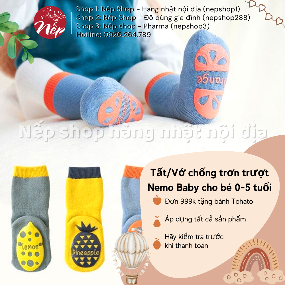 Tất/Vớ chống trơn trượt Nemo Baby cho bé 0-5 tuổi - Nếp shop - Hàng nhật nội địa