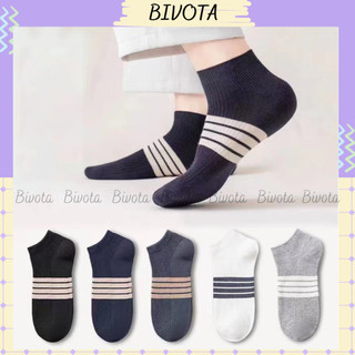 Tất cổ thấp Bivota vớ nam nữ cổ ngắn dáng ngắn kẻ ngang Hàn Quốc TN06