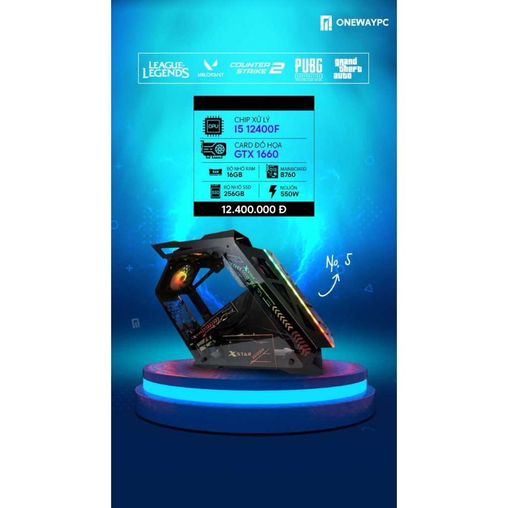 Case PC Gaming chiến mượt các tựa game Lol, Fo4, Var,... Với cấu hình B760