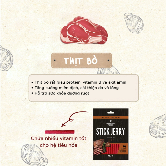 Thịt que Bowwow | Thịt bò, thịt cừu | Hỗ trợ chức năng hệ tiêu hoá