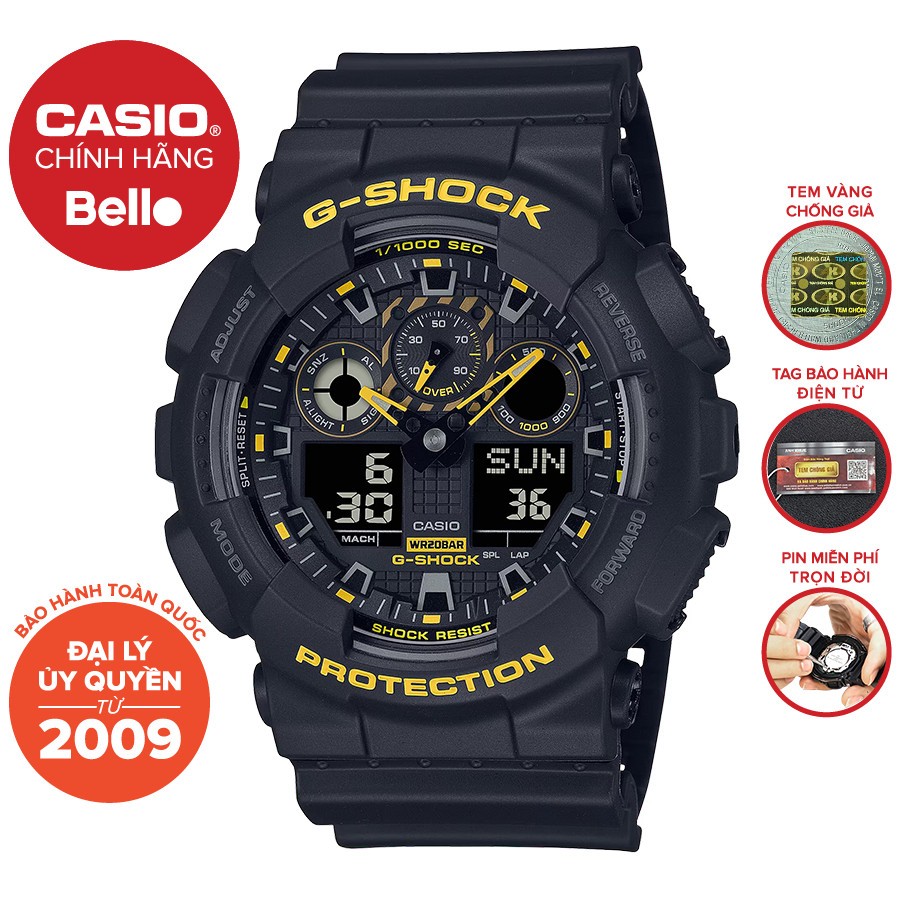 Đồng hồ Nam Dây Nhựa Casio G-Shock GA-100CY-1A chính hãng bảo hành 5 năm Pin trọn đời