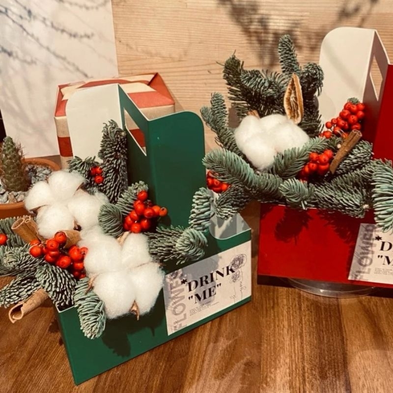 Túi Kraft 2 ngăn đựng Hoa và Nước.