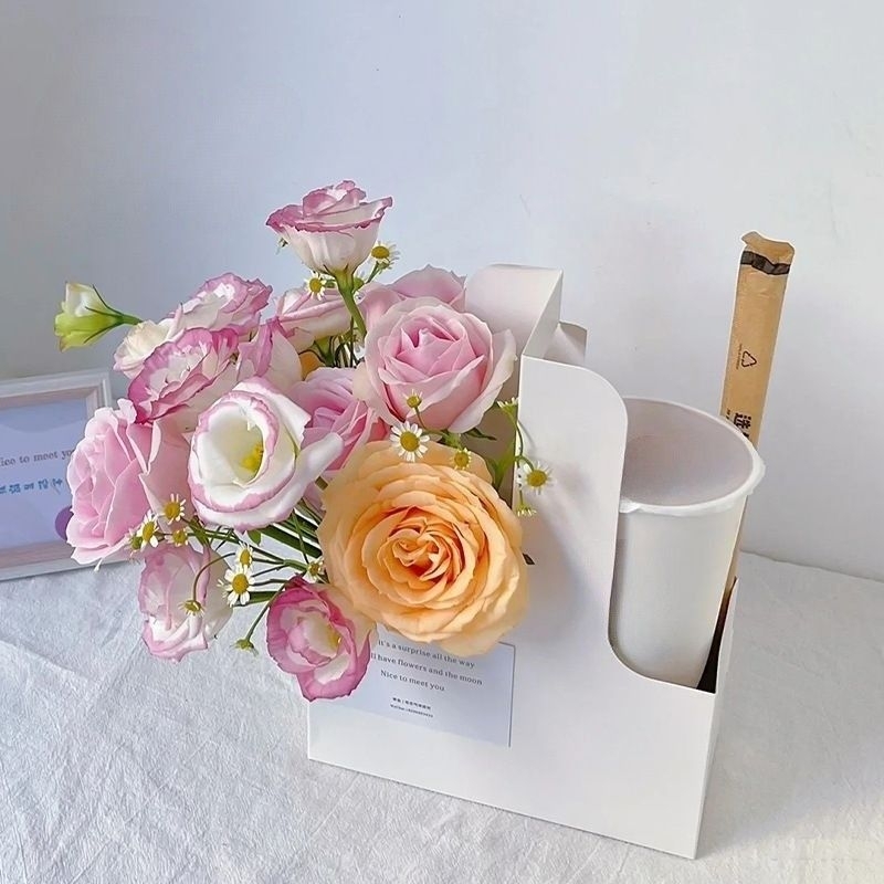 Túi Kraft 2 ngăn đựng Hoa và Nước.