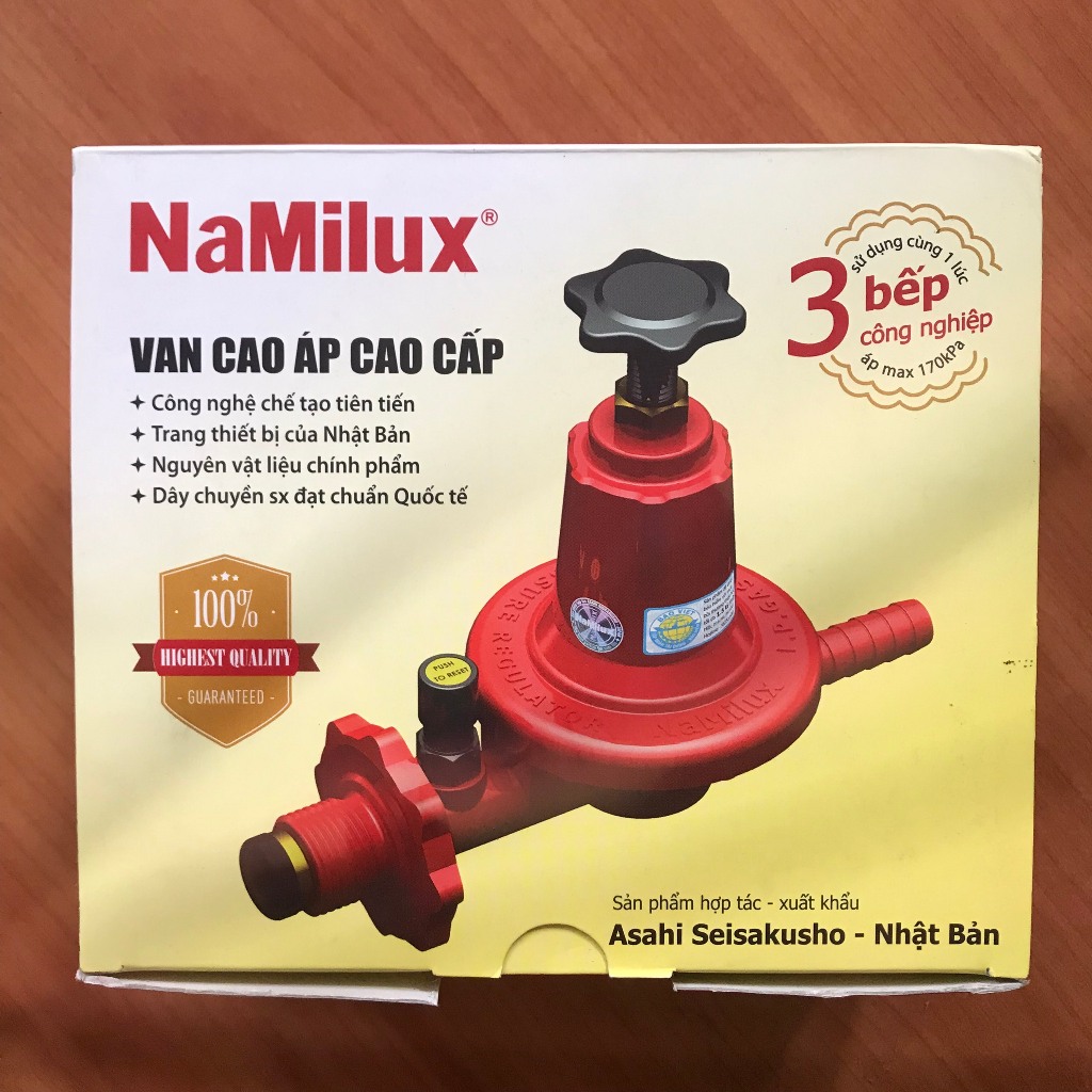 Van gas Cao áp NAMILUX dùng cho bếp gas công nghiệp, bếp khè, bếp khò. Van ga có tính năng tự động ngắt gas.