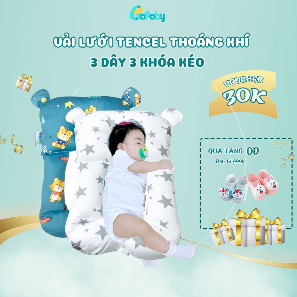 Gối Ôm BAFABY Cho Bé Sơ Sinh Đa Năng Chữ U Chống Giật Mình Chống Méo Bẹp Đầu Chất Liệu Cao Cấp Siêu Tiện Lợi- 233