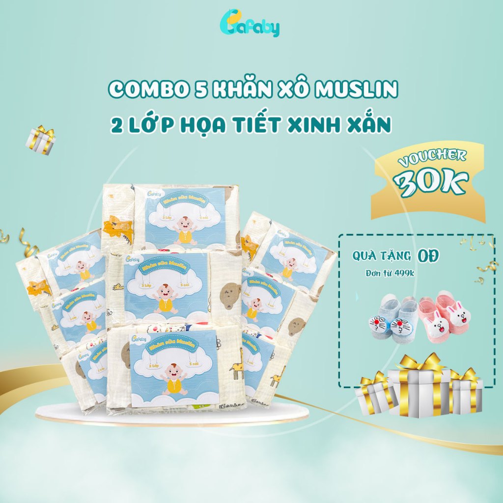Khăn Sữa Xô Muslin Cho Bé Sơ Sinh 2 Lớp Cao Cấp BAFABY 330