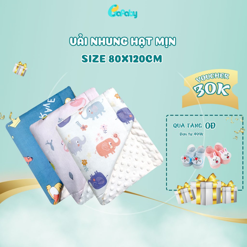 Chăn Cho Bé Sơ Sinh 2 Lớp Muslin Kết Hợp Nhung Hạt Ấm Áp Mùa Đông Thoáng Mát Mùa Hè BAFABY 266