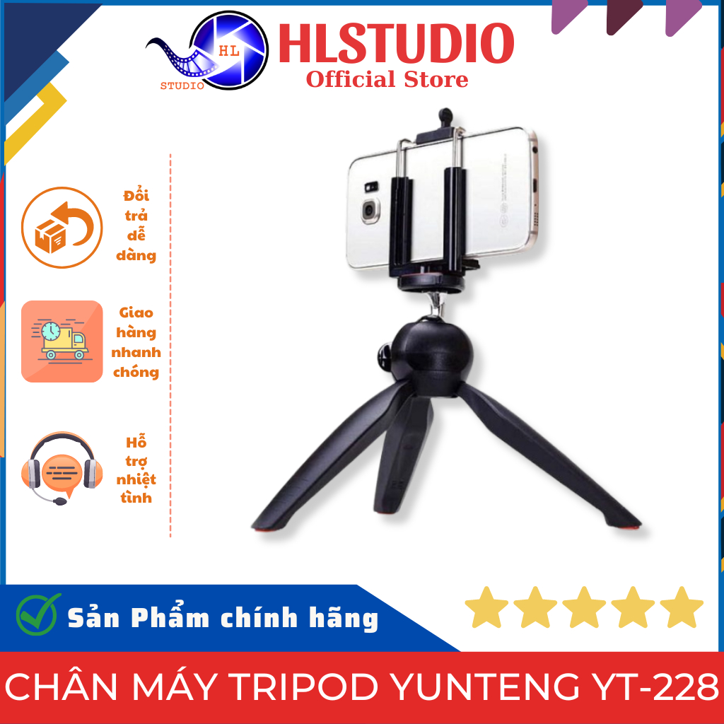 Chân Máy Tripod Yunteng YT-228 - Thiết Bị Chụp Ảnh Đa Năng Cho Mọi Điện Thoại Và Máy Ảnh HL Lighting