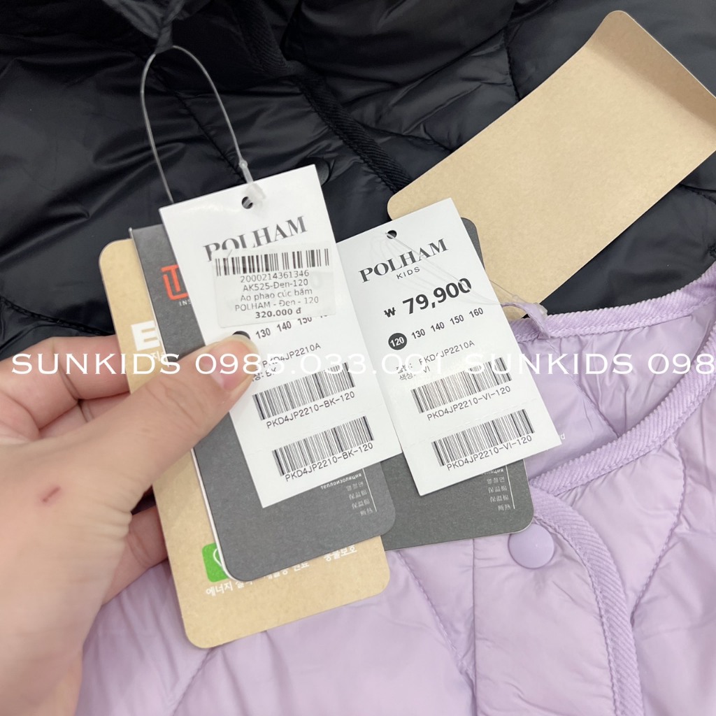 Áo khoác phao Pol. ham siêu nhẹ cúc bấm