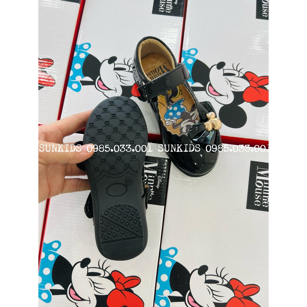 Giày búp bê bé gái Minnie đen quai dán