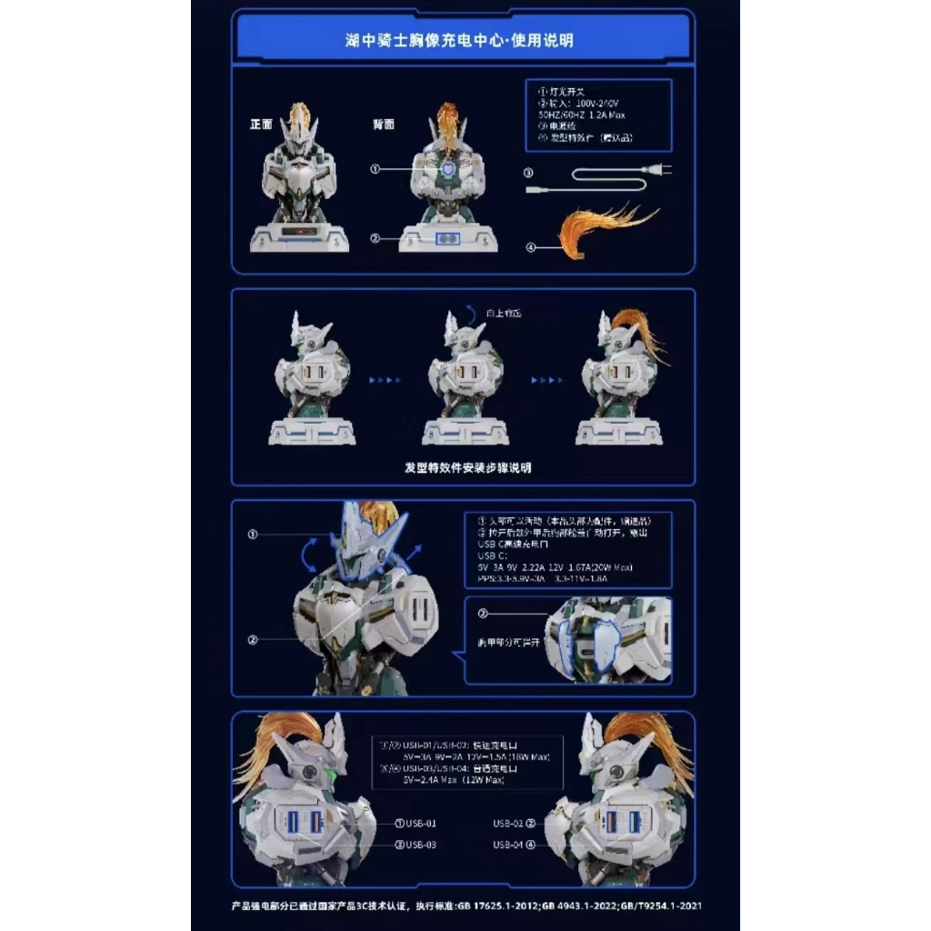 Mô Hình Lắp Sẵn Sạc Nhanh Progenitor Effect MCT-E02 Lancelot Bán Thân Quick Charger MoShow Có LED