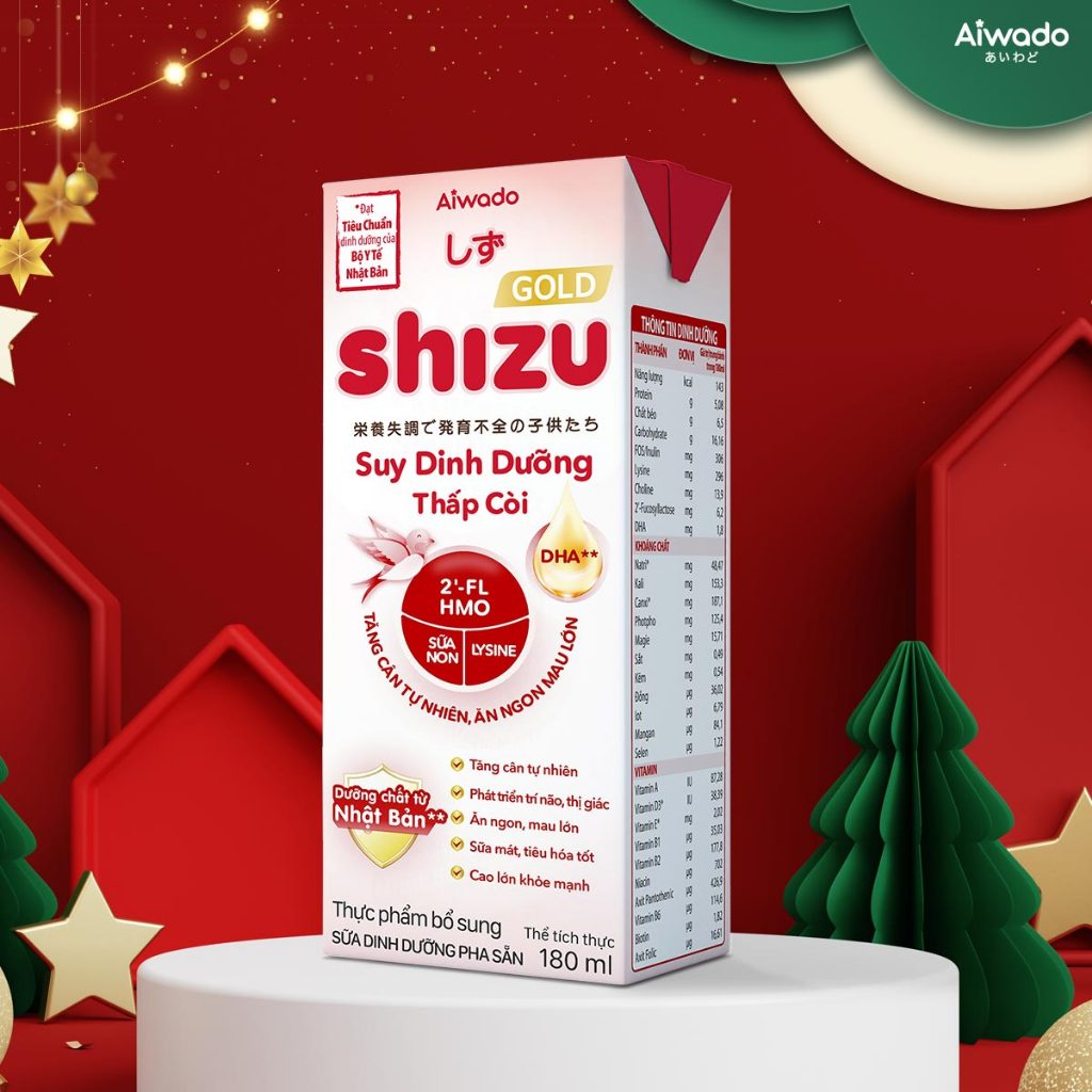 Sữa Bột Pha Sẵn Aiwado Shizu Gold Suy Dinh Dưỡng Thấp Còi thùng 48 hộp 180ml - TĂNG CÂN TỰ NHIÊN, ĂN NGON MAU LỚN