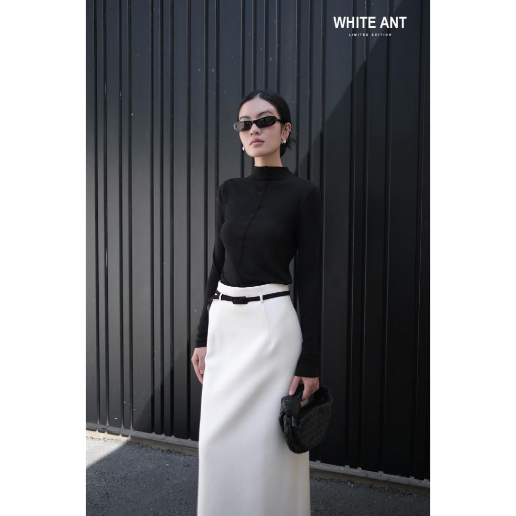 Chân Váy Bút Chì Nữ Dài Hack Dáng Và Áo Len Tay Dài WHITE ANT Hàng Thiết Kế Cao Cấp