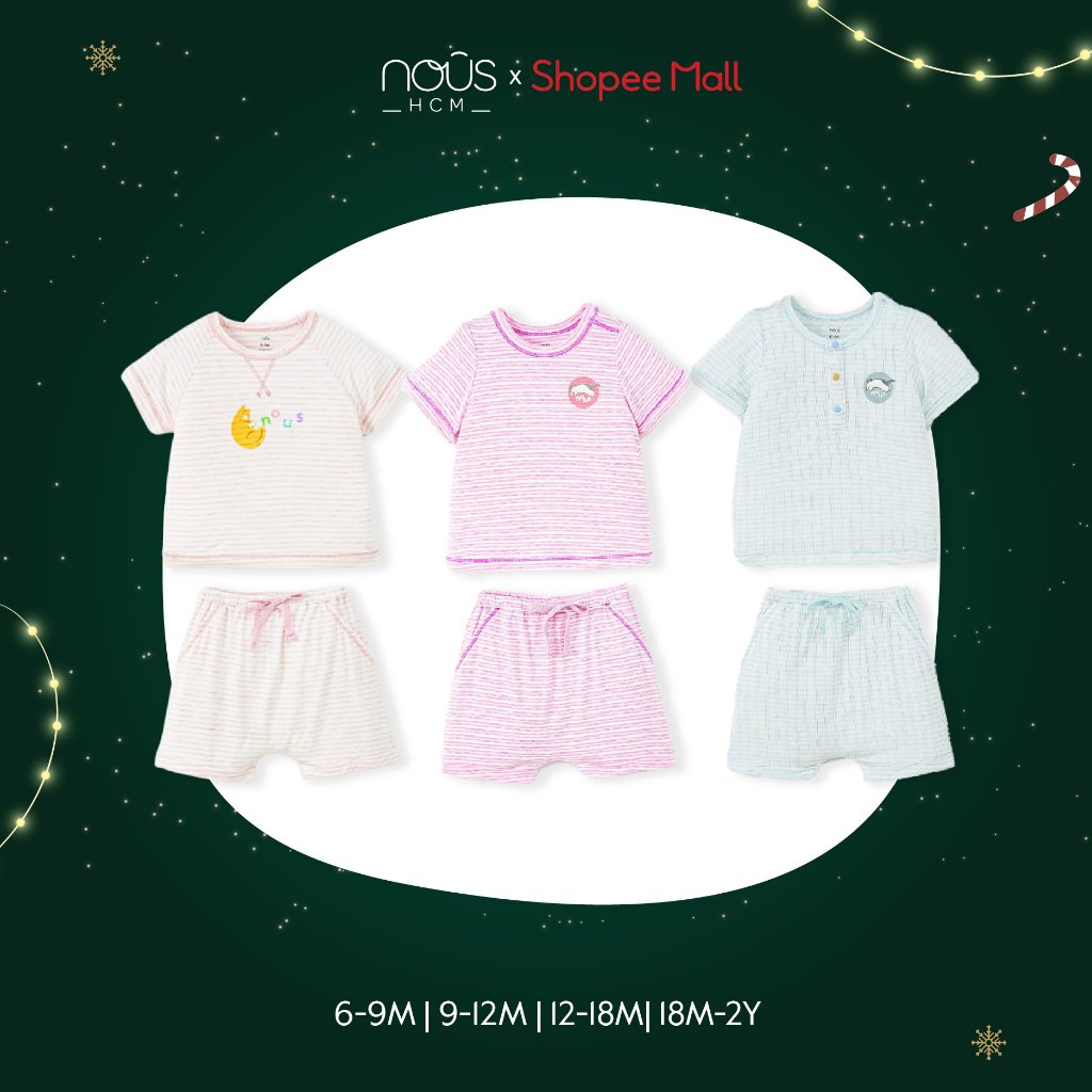 Bộ quần áo cộc Nous nhiều màu sắc đáng yêu cho bé chất liệu thoáng mát từ 6-9 tháng đến 18-24 tháng