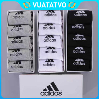    SET 3 5 ĐÔI   Tất ADIDAS cổ cao cổ trung cổ ngắn chính hãng 3 màu trắng đen xám dệt kim co giãn thấm hút mồ hôi 