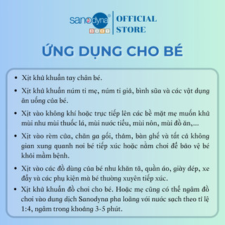 [FULL COMBO] Xịt khuẩn cho bé sơ sinh Sanodyna Baby (xịt 50ml+xịt 300ml+lõi 300ml+can 2L )