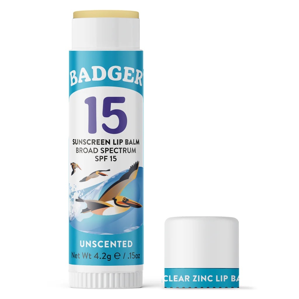 Son Dưỡng Môi Chống Nắng Thành Phần Hữu Cơ Lành Tính BADGER Mineral Sunscreen Lip Balm SPF 15 An Toàn Mẹ Bầu Em Bé