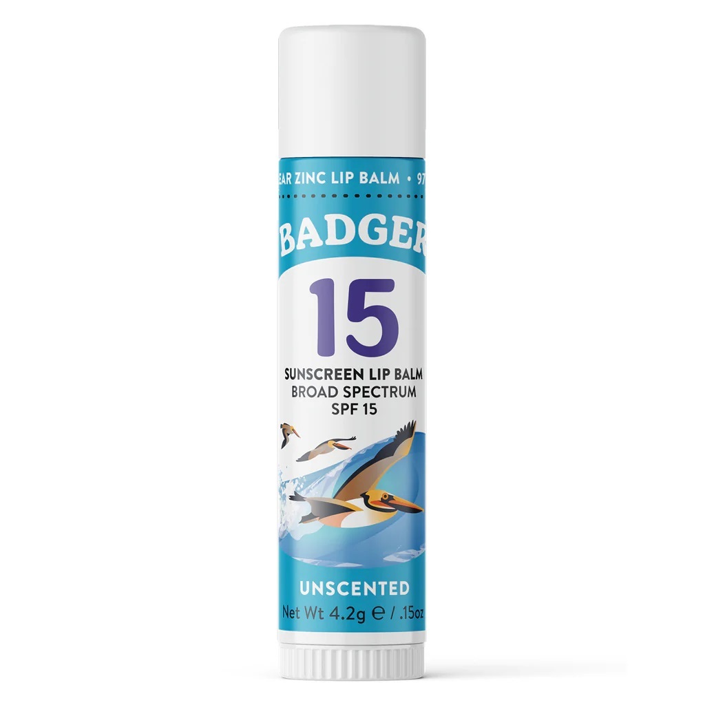 Son Dưỡng Môi Chống Nắng Thành Phần Hữu Cơ Lành Tính BADGER Mineral Sunscreen Lip Balm SPF 15 An Toàn Mẹ Bầu Em Bé