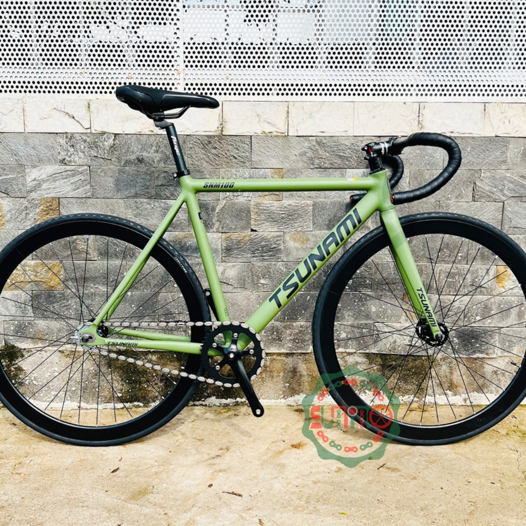 Xe đạp fixed gear TSUNAMI SNM100 cơ bản - Xanh rêu