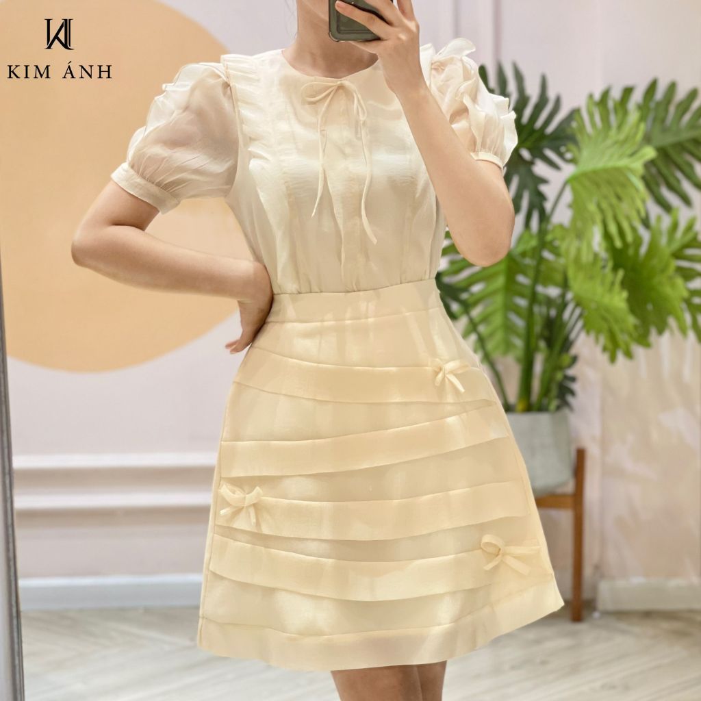 Set Váy Rời Thiết Kế Big Size Công Sở Dáng Xòe Chất Tơ Mịn Cao Cấp Kim Ánh SB26003