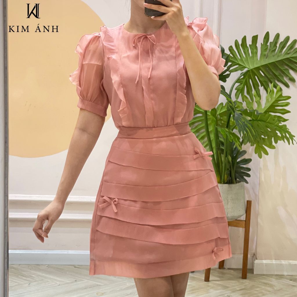 Set Váy Rời Thiết Kế Big Size Công Sở Dáng Xòe Chất Tơ Mịn Cao Cấp Kim Ánh SB26003